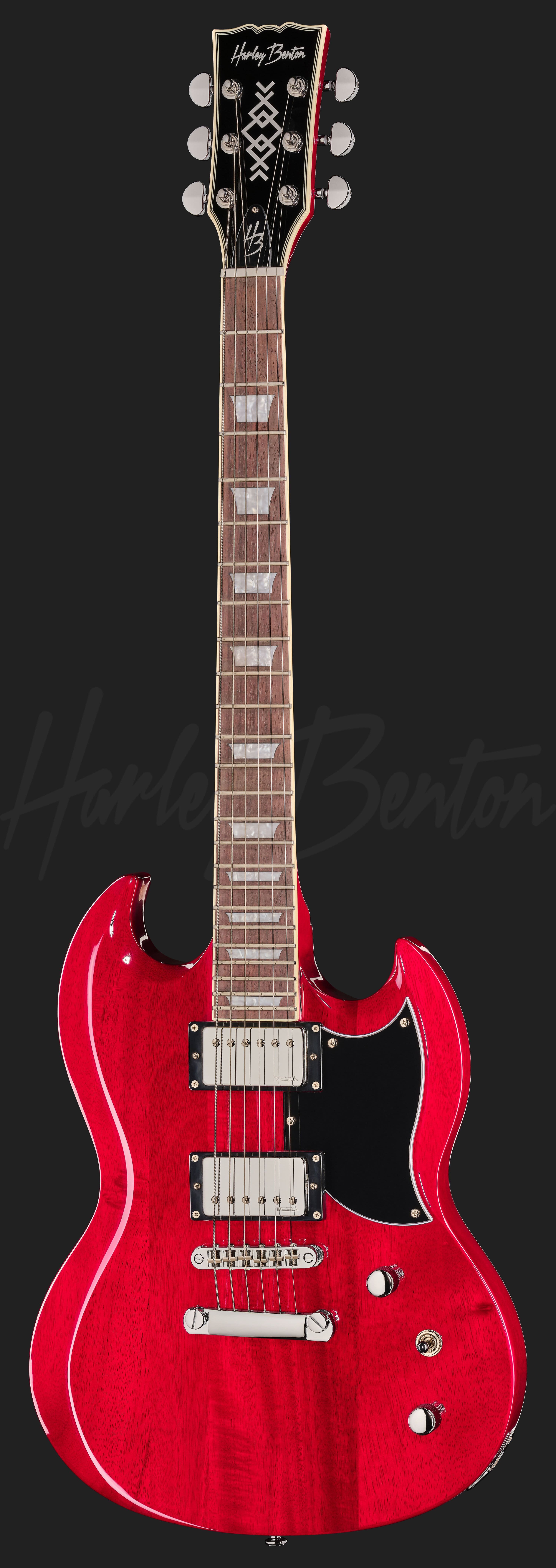 ギター harley benton sg ST-80FR MN HH Lime Sparkle - Harley Benton