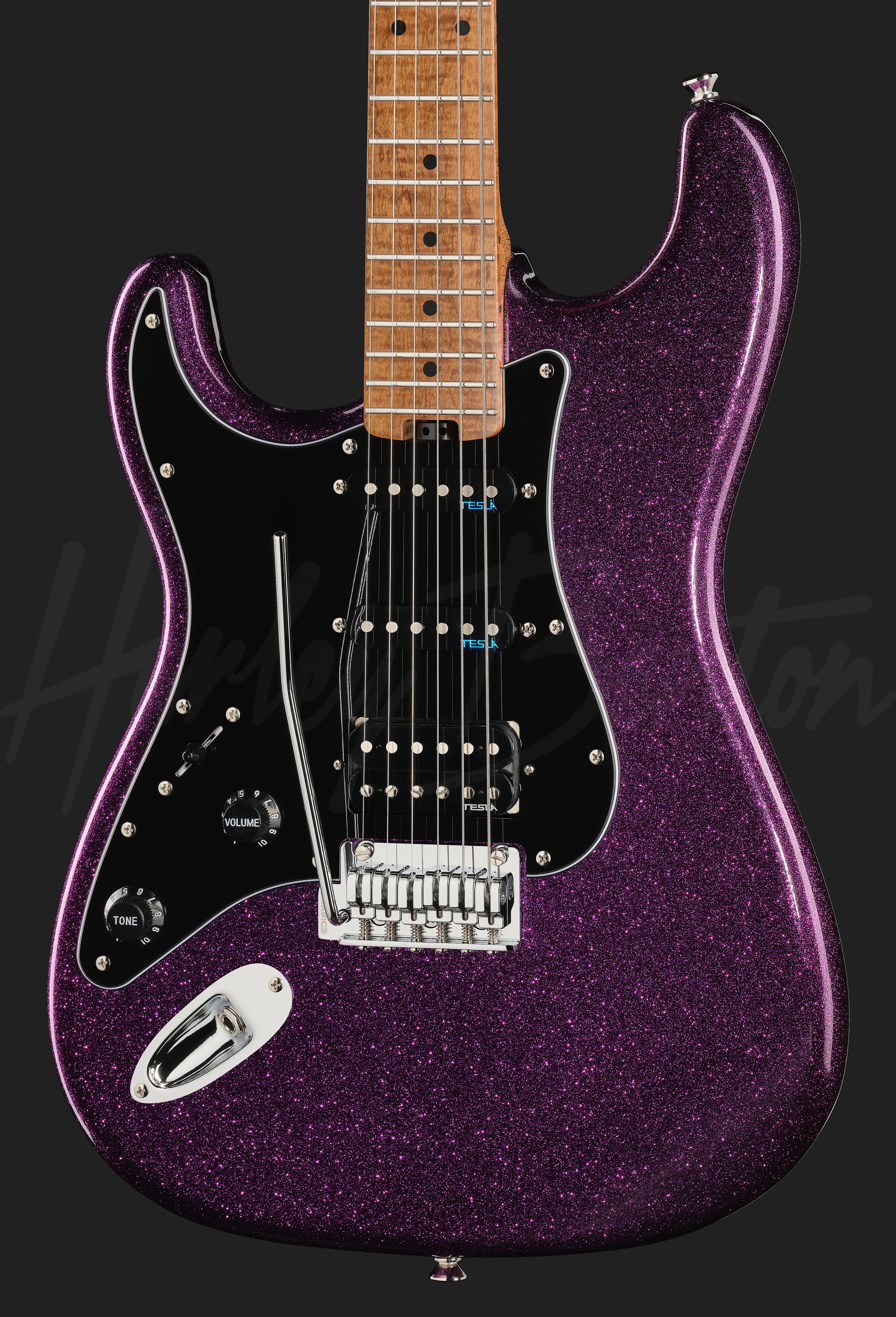 ST-Modern Plus MN HSS LH Dark Purple Sparkle - Harley Benton